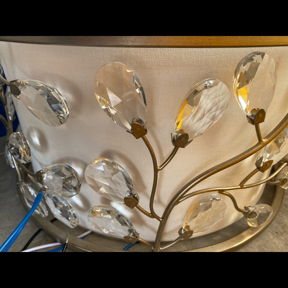 16” drum ceiling light with crystal detailing